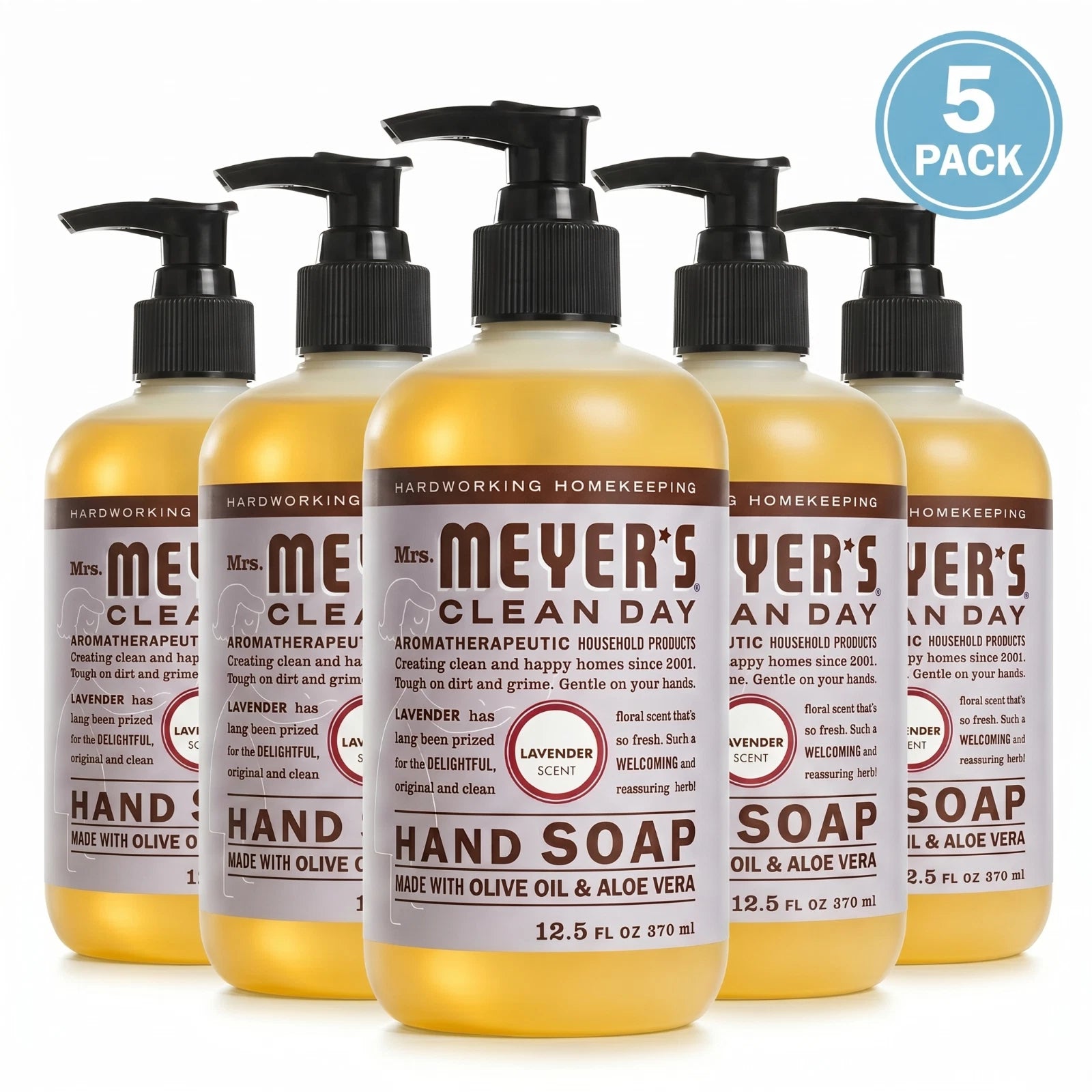 Mrs. Meyer's Clean Day Liquid Hand Soap Lavender Scent 5 Pack New 1
