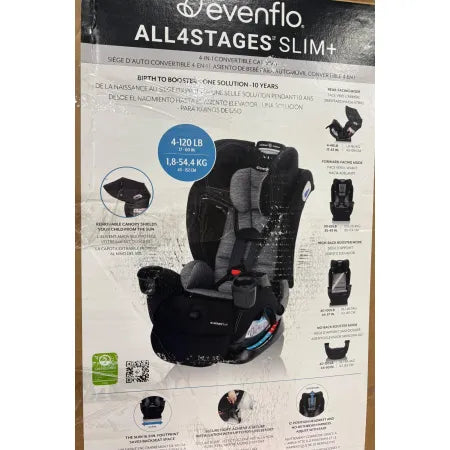 Evenflo All4Stages Slim Plus Canopy 4-in-1 Convertible Car Seat Howell Black