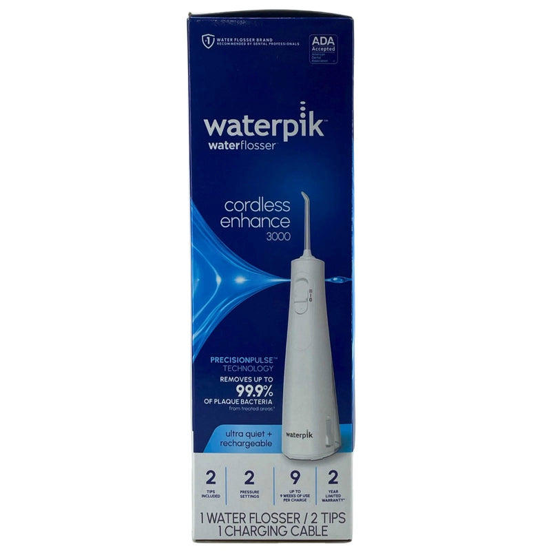 Waterpik Cordless Enhance 3000 Rechargeable Water Flosser White WF-21W010 1 Pack