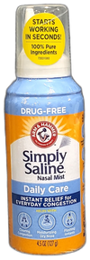 Arm & Hammer Simply Saline Nasal Mist Congestion 2 Total Exp 08/27 Pack of 2 New