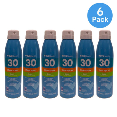 CVS Health SPF 30 Clear Spray Sunscreen 5.5 oz 6 Pack New