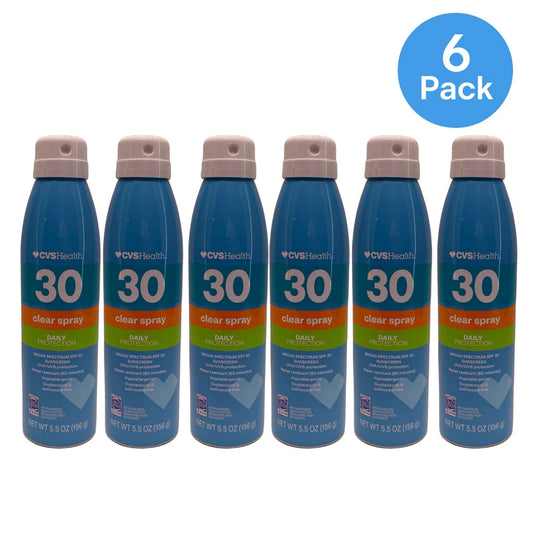 CVS Health SPF 30 Clear Spray Sunscreen 5.5 oz bottles 6 pack bundle