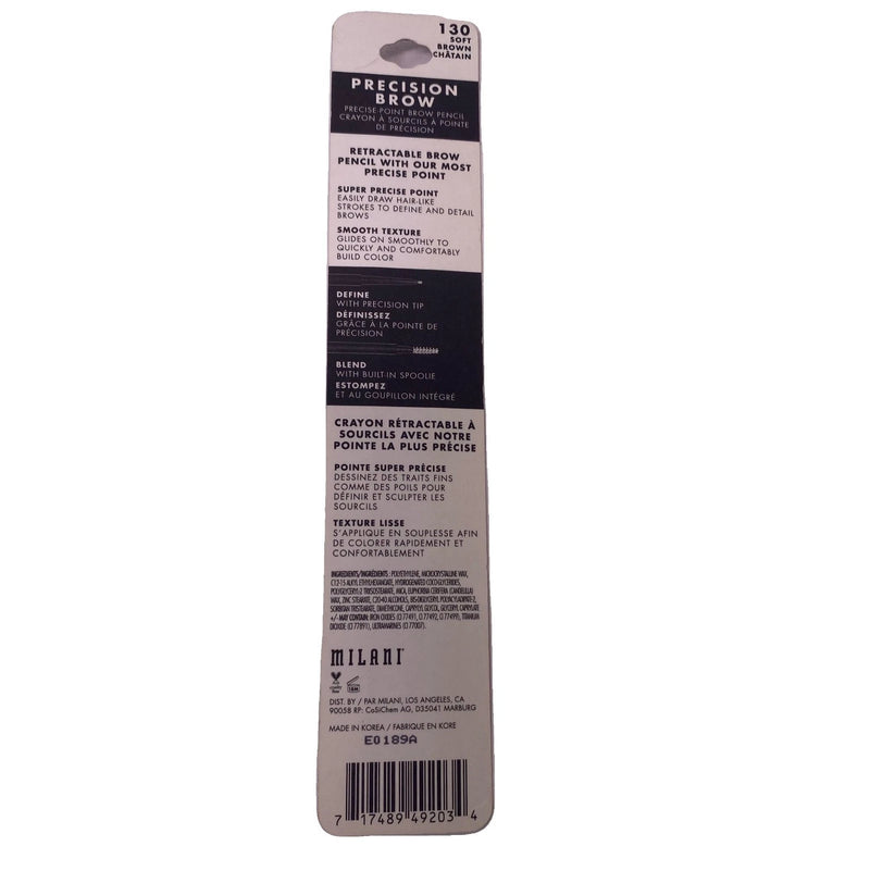 Milani Precision Brow Pencil 130 Soft Brown Retractable Eyebrow Pencil 3 Pack