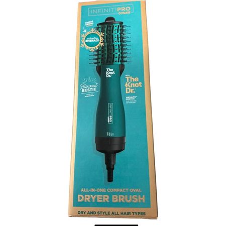Infiniti Pro by Conair The Knot Dr, All-in-One Compact Oval Hair Dryer Brush, Limited Edition Emerald, 700W