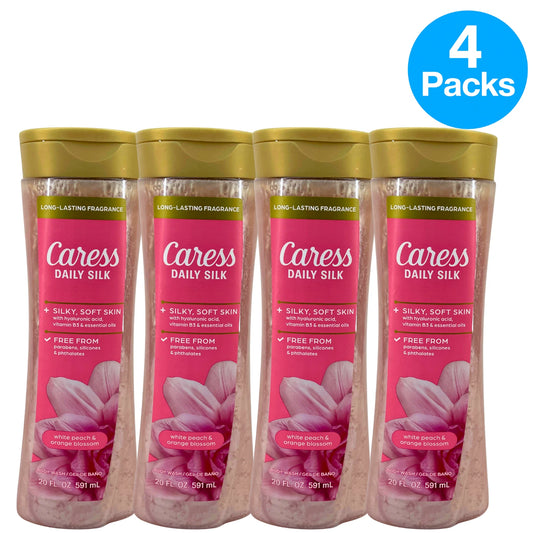 Caress Daily Silk Body Wash White Peach & Orange Blossom 20 oz 4 Pack New