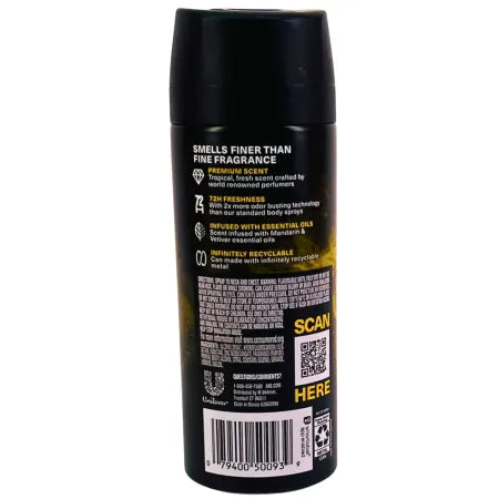 AXE Fine Fragrance Premium Deodorant Body Spray For Men Golden Mango 4 oz (3pk)