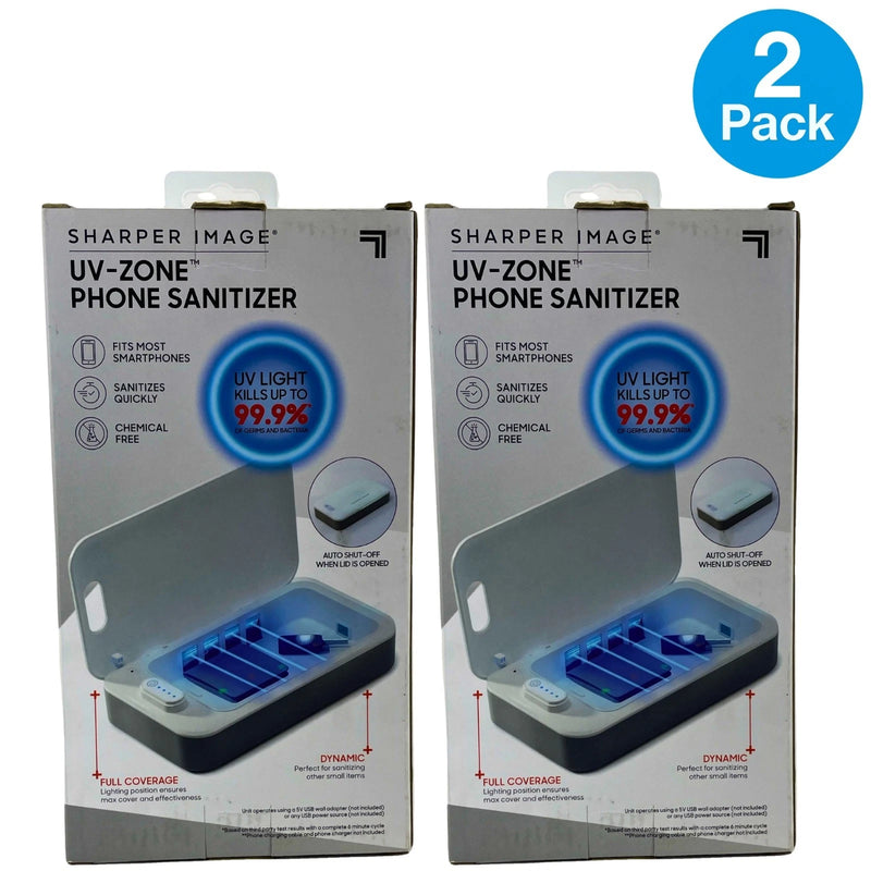 Sharper Image UV-Zone UV Light Phone Sanitizer Fits Most Smartphones 2 Pack New
