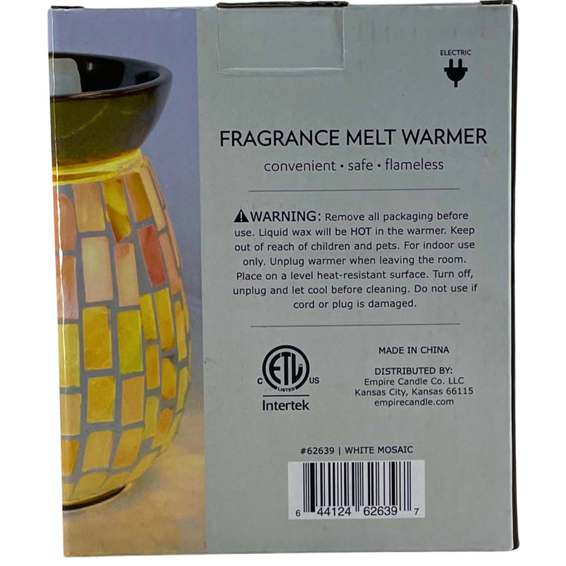 Tuscany Candle Fragrance Melt Warmer White Mosaic Glass Electric 1 Pack New