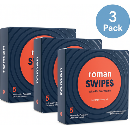 Roman Swipes 4% Benzocaine 5ct Each 3 Pack EXP 10/2025 New Sealed 1