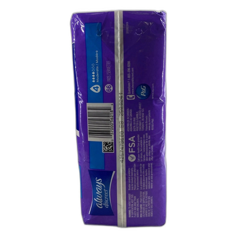 Always Discreet Incontinence Postpartum Pad Regular Moderate Absorbency New
