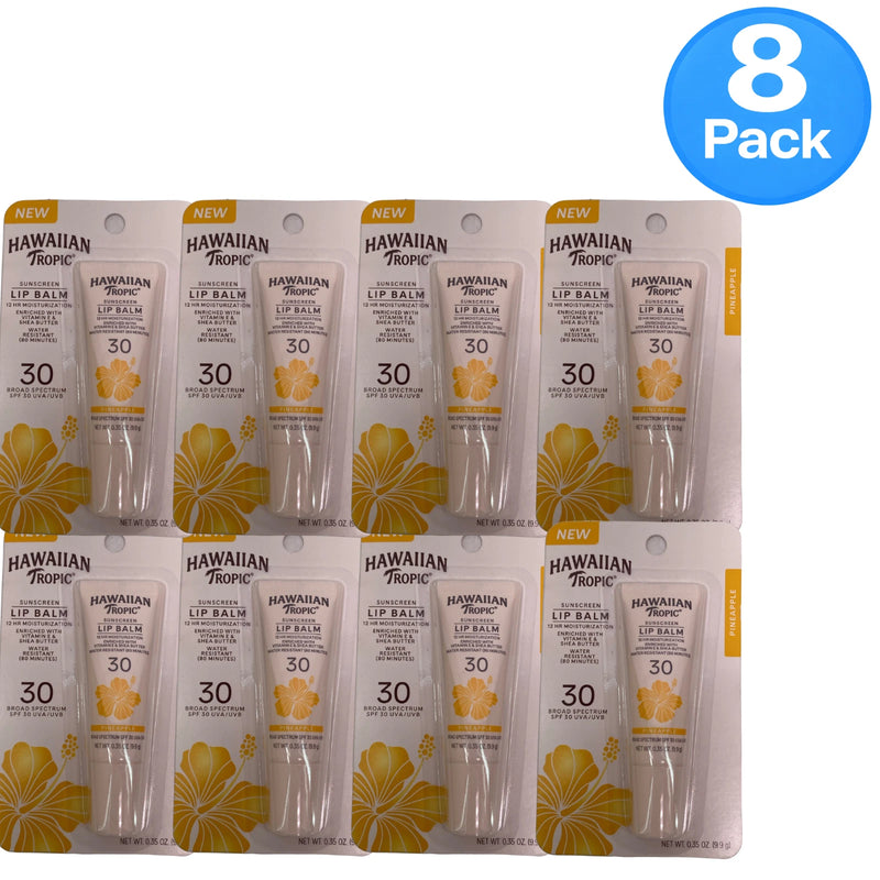 Hawaiian Tropic Sunscreen Lip Balm SPF 30 Pineapple Scent 0.35 oz 8 Pack New