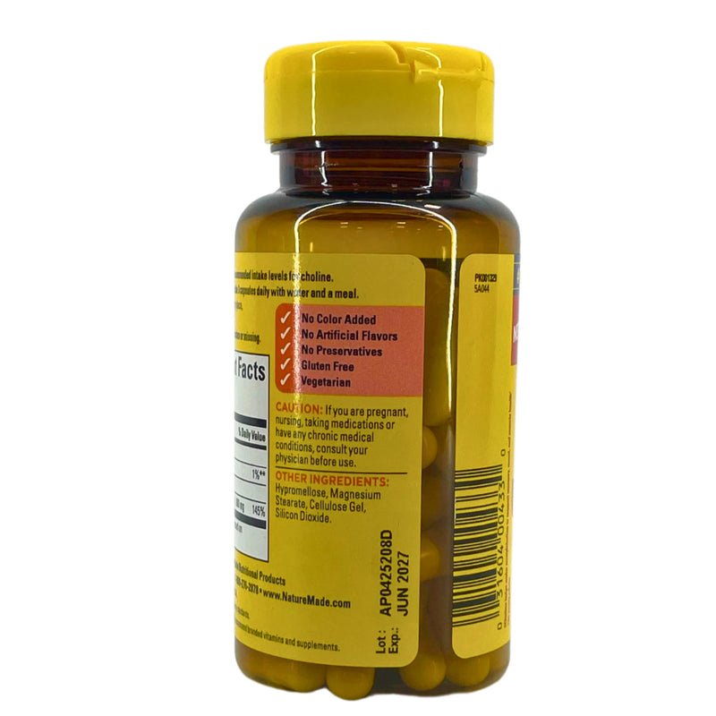 Nature Made Choline Extra Strength 800 mg 60 Capsules Exp 06/27 2 Pack New