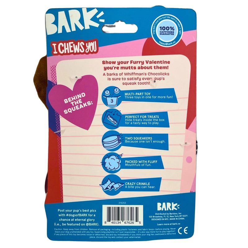 BARK Whiffman’s Choclicks Valentine Dog Toy XS-S 3 Pack New