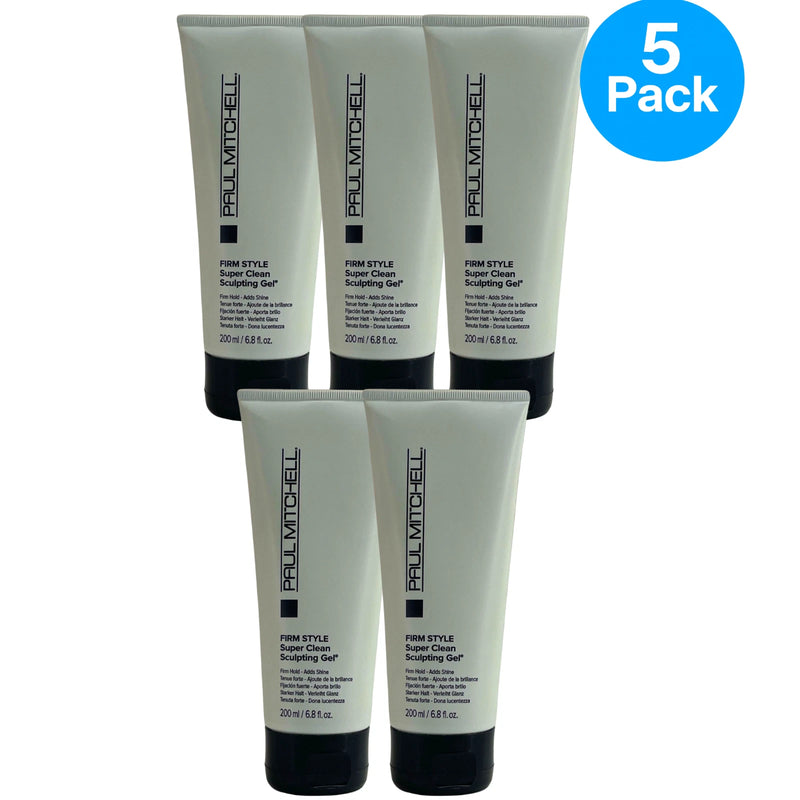 Paul Mitchell Firm Style Super Clean Sculpting Gel Firm Hold 200ml 5 Pack Bundle