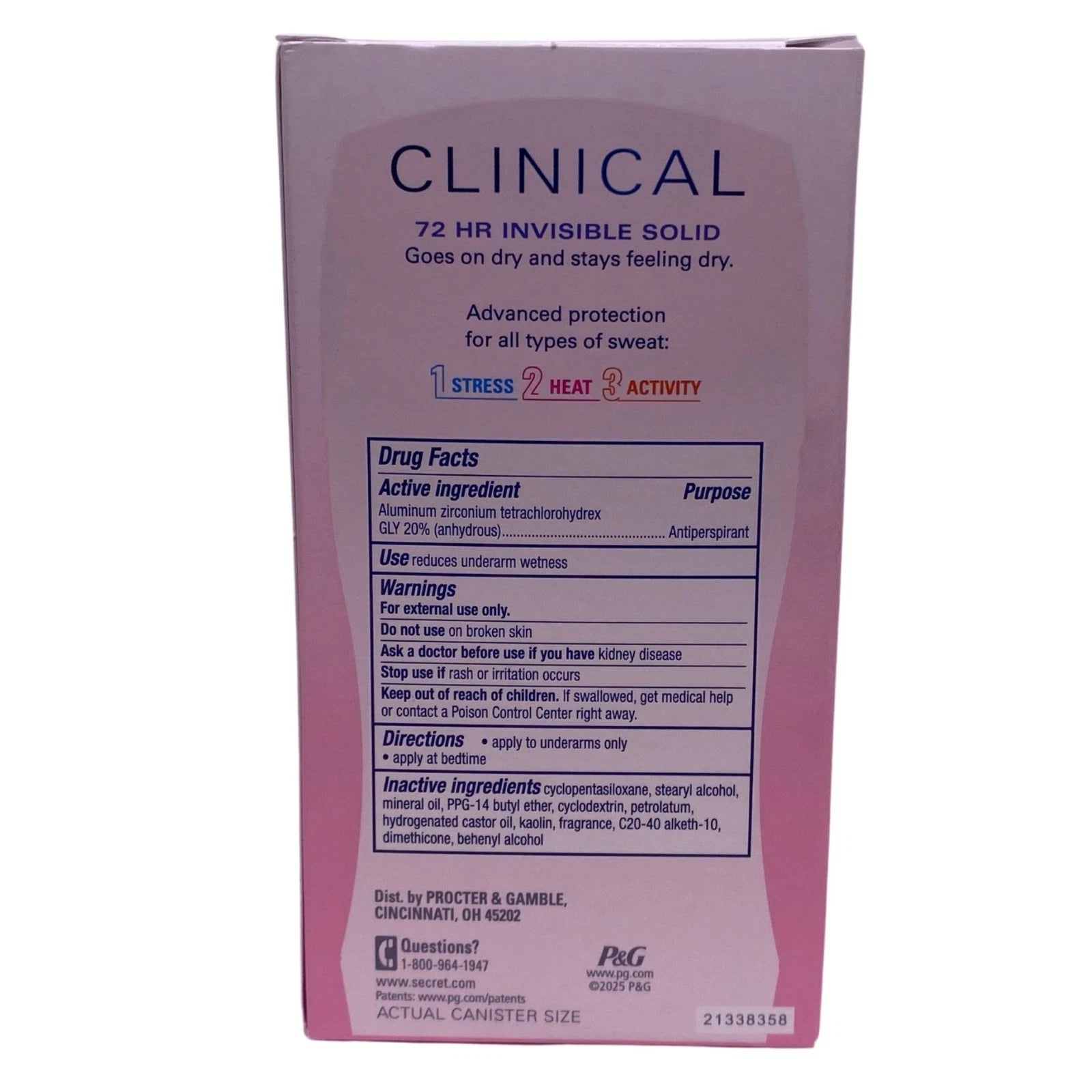 Secret Clinical 72HR Invisible Solid Deodorant 1.6oz 3 Pack New Exp 05/27 2
