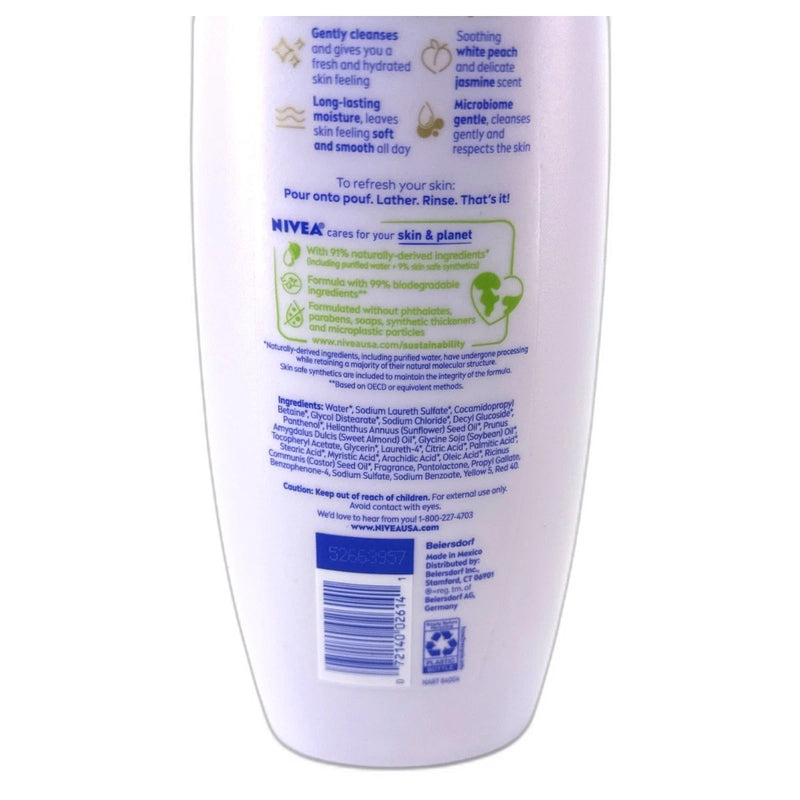 Nivea White Peach Jasmine Body Wash 20oz Nourishing Serum Pack of 4 New