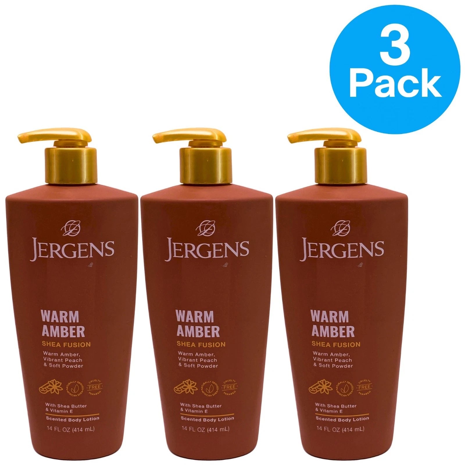 Jergens Warm Amber Shea Fusion Scented Body Lotion - 14oz - 3 Pack Bundle 1