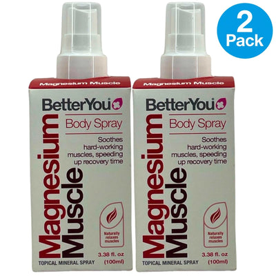 BetterYou Magnesium Muscle Body Spray Topical Mineral Spray 3.38 oz 2 Pack New