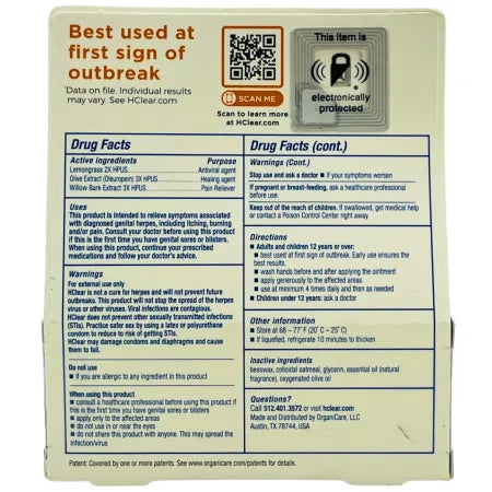 HClear for Him Genital Herpes Symptoms Relief 0.5 oz Fast-Acting Balm 03/2026