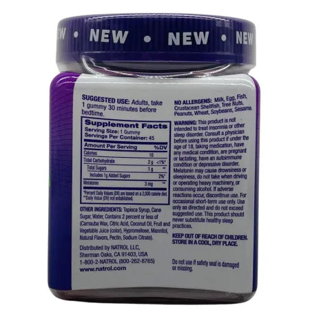 Natrol Time Release Melatonin 3mg Strawberry Gummies 45 Ct 5 Pack New 3