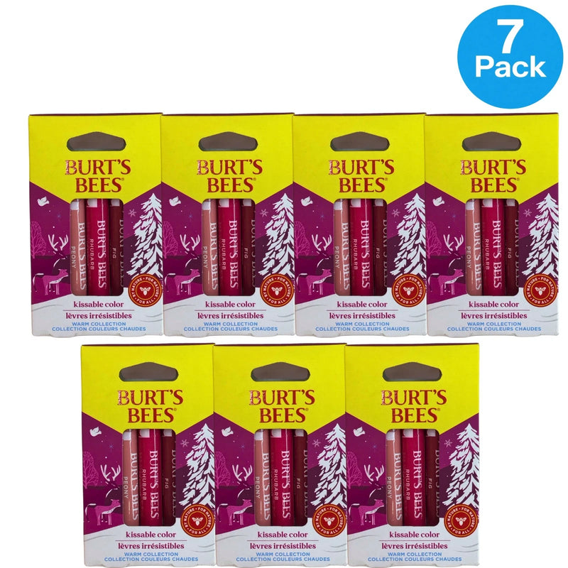 Burt's Bees Lip Shimmer Kissable Color Peony Rhubarb Fig Warm Collection 3 Ct 7