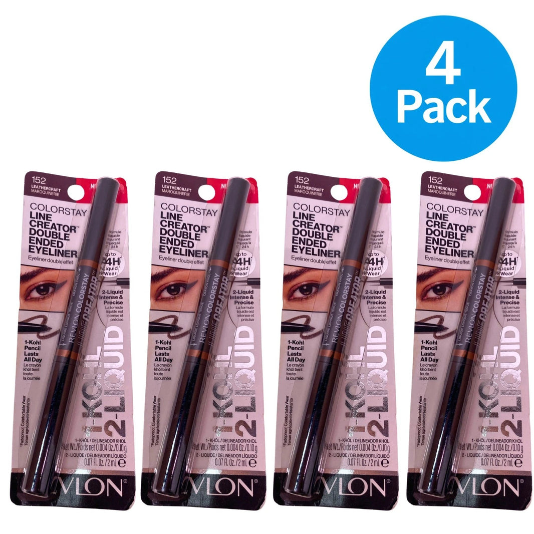 Revlon ColorStay Line Creator Double Ended Eyeliner 152 Leathercraft 4 Pack New
