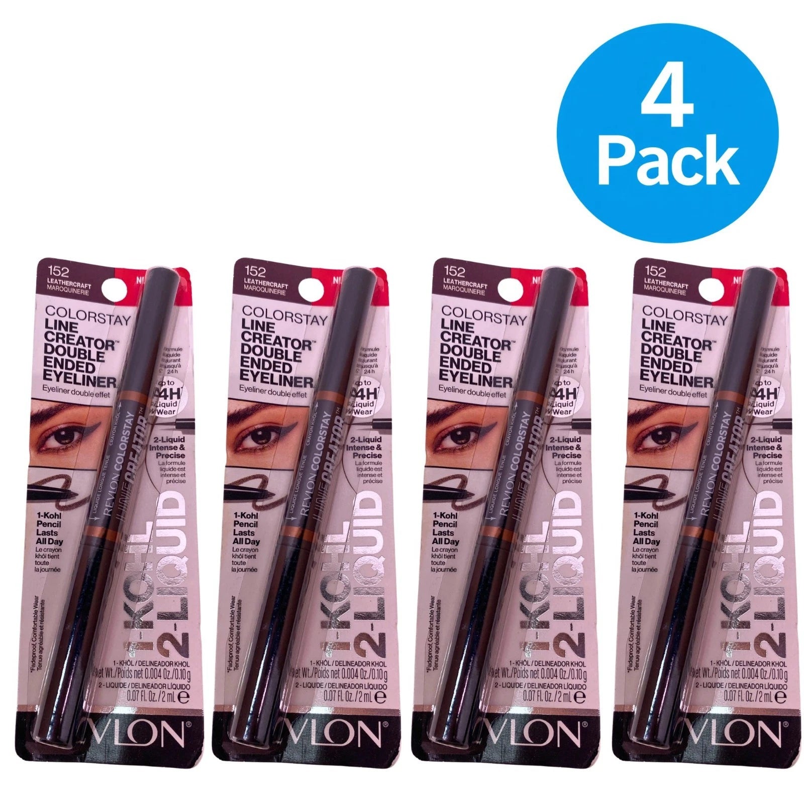 Revlon ColorStay Line Creator Double Ended Eyeliner 152 Leathercraft 4 Pack New