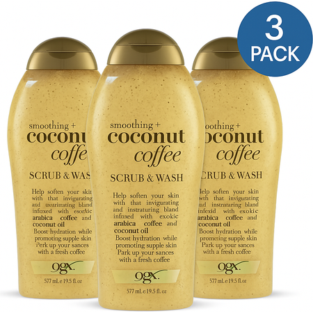 OGX Coconut Coffee Scrub & Wash 19.5 oz 3 Pack New