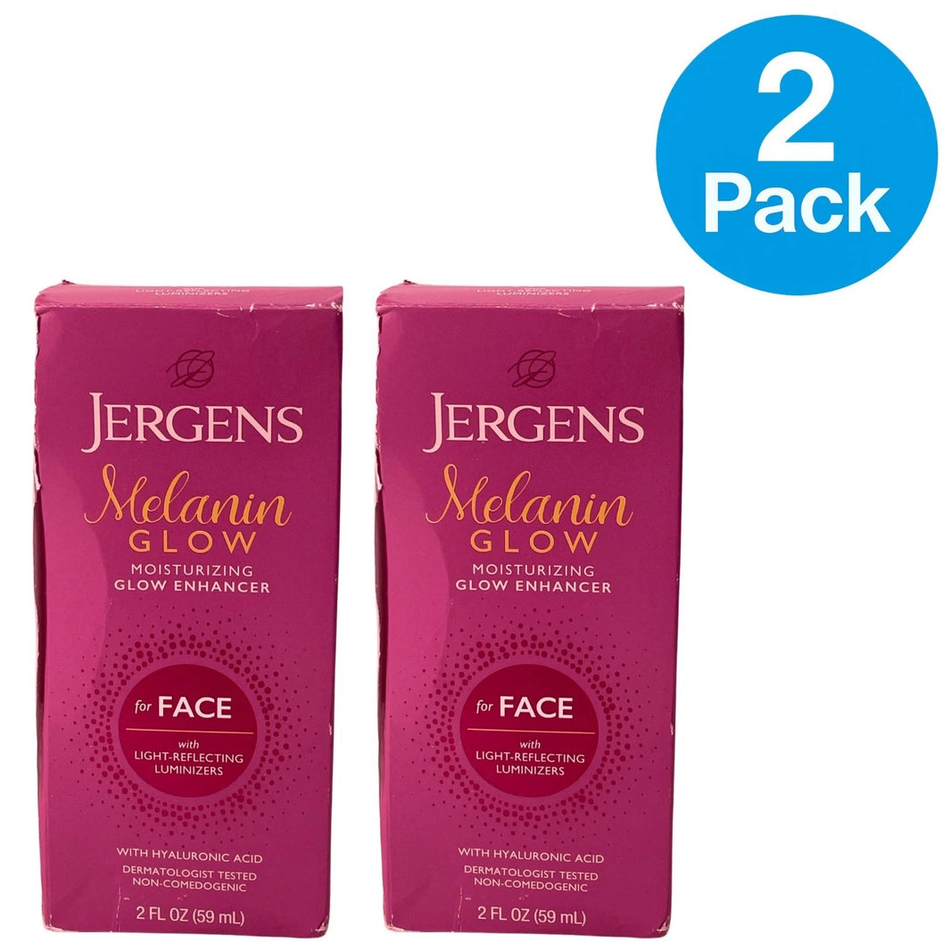 Jergens Melanin Glow Face Moisturizing Glow Enhancer 2 oz - 2 Pack (Damaged Box)