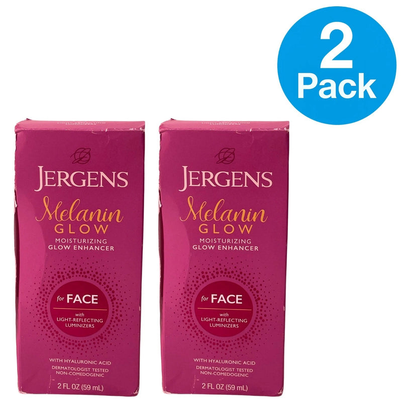 Jergens Melanin Glow Face Moisturizing Glow Enhancer 2 oz - 2 Pack (Damaged Box)