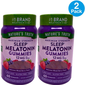 Nature's Truth Maximum Strength Sleep Melatonin 12 mg Gummies Mixed Berry 60 Ct