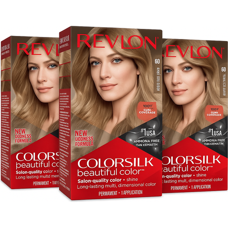 Revlon Colorsilk Hair Dye Dark Ash Blonde 3 Pack - New 1