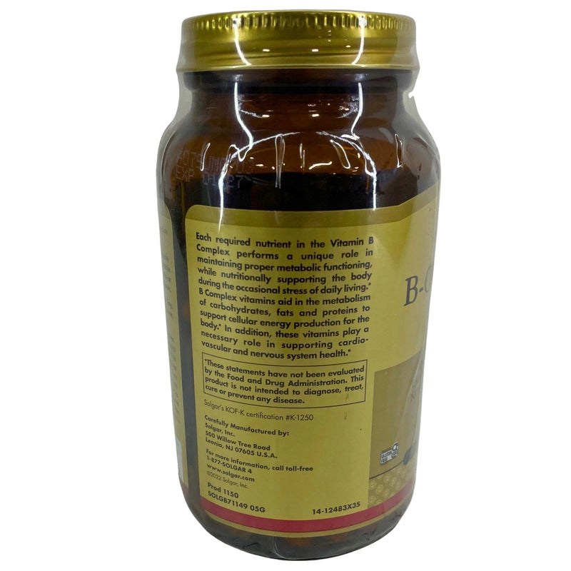 Solgar B-Complex 100 Energy Metabolism Cardiovascular Support 100 Caps 3 Pack