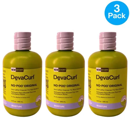 DevaCurl No-Poo Original Curl Cleanser 12oz Moisture Shampoo 3 Pack