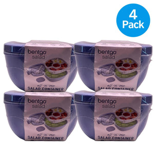 Bentgo Salad All-in-One Salad Container Purple Leak-Proof Lunch Box 4 Pack New