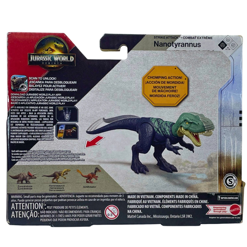 Mattel Jurassic World Rebirth Strike Attack Nanotyrannus Dinosaur Figure 1 Pack