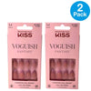 KISS Voguish Fantasy Nails FV21 medium almond purple French glitter press-on nails 28ct 2 pack