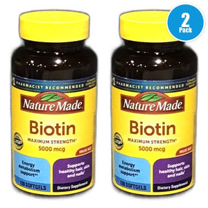 Nature Made Biotin 5000 mcg Softgels Maximum Strength Exp 06/27 Pack of 2 New