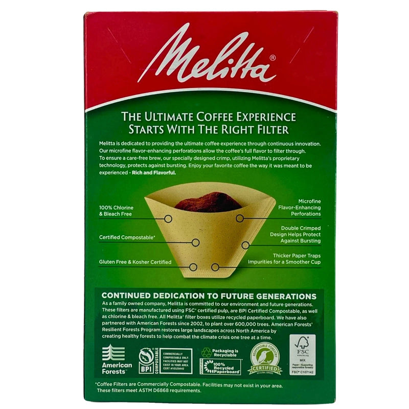 Melitta Natural Brown #4 Cone Coffee Filters Brews Rich Flavorful Coffee 100 Cou