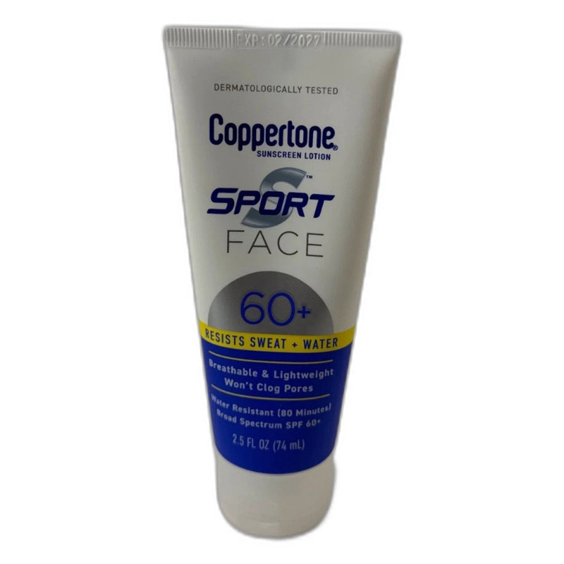 Coppertone Sport Face Lotion SPF 60 Plus 2.5oz Exp 02/27 Pack of 12 New