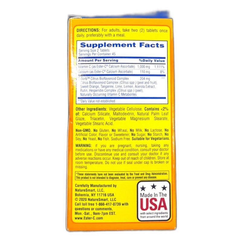 Ester-C 500mg 24 Hour Vitamin C Supplement 90 Tabs Exp 07/2027 Exp 03/28 New