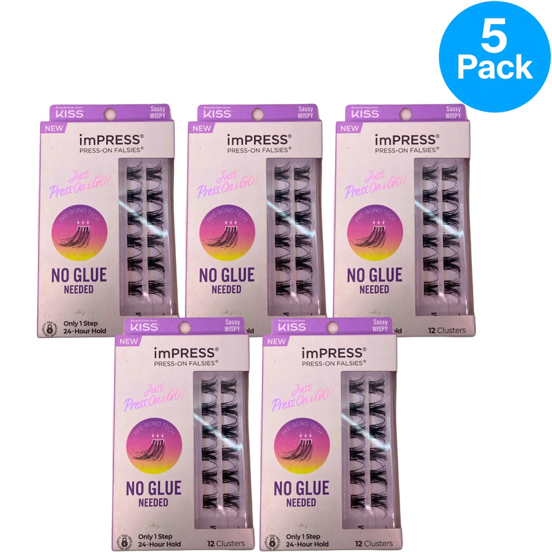 KISS imPRESS Press-On Falsies Sassy Wispy 12 Clusters 5 Pack New