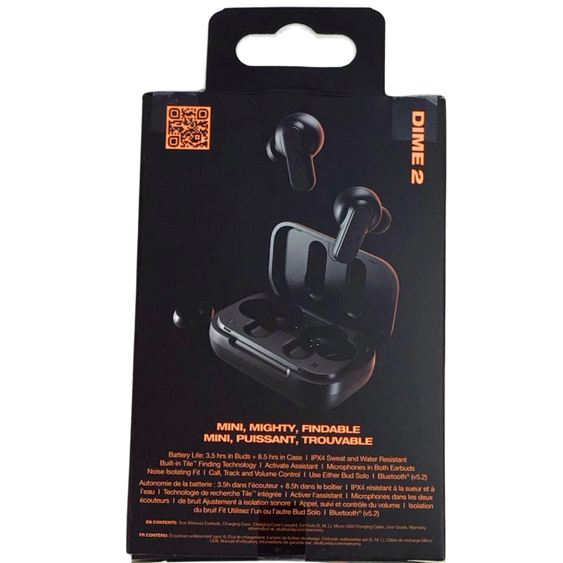 Skullcandy Dime 2 True Wireless Earbuds Black Built-in Tile Finding Tech IPX4