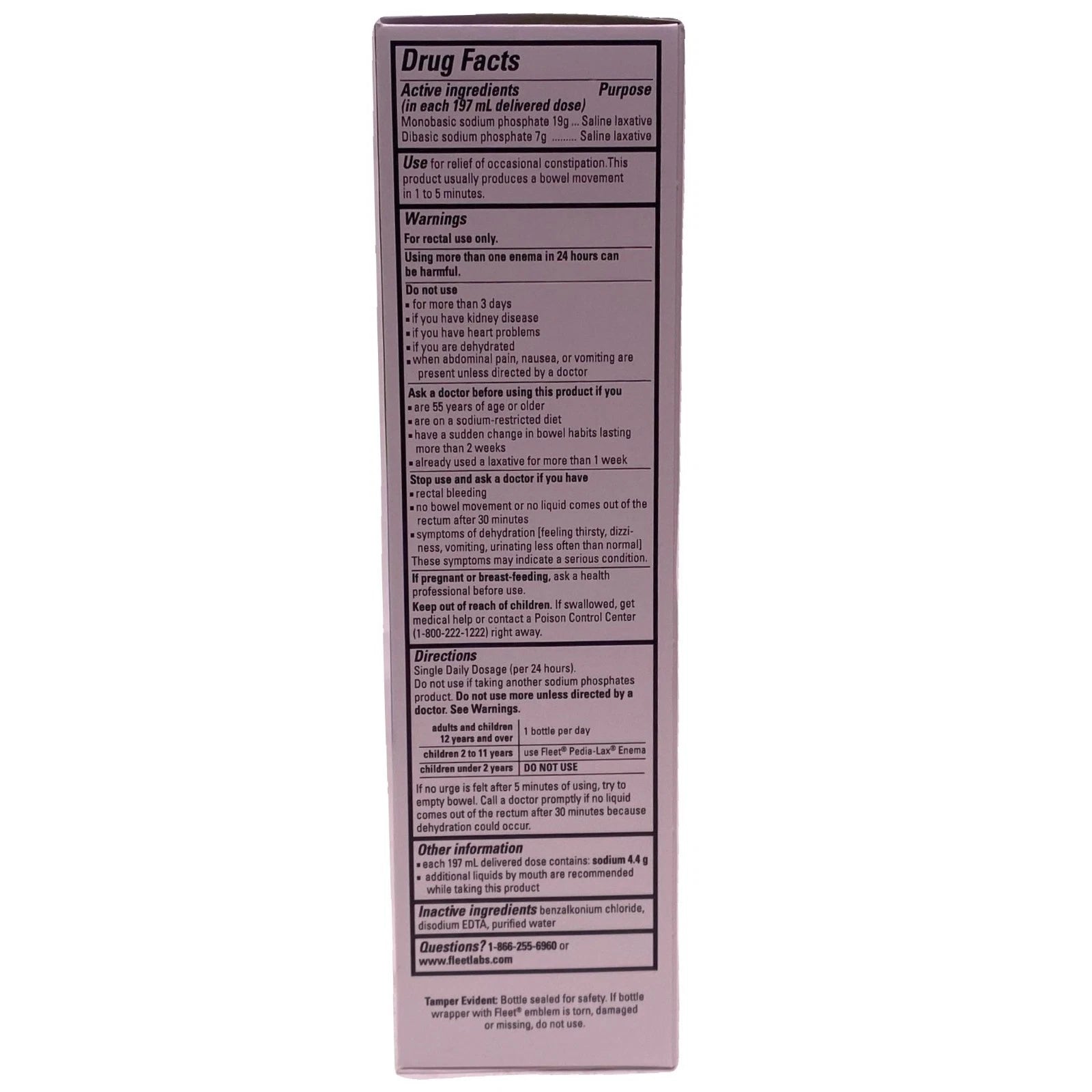 Fleet Saline Enema Extra Volume 7.8 fl oz 2 Pack New EXP 08/28 2