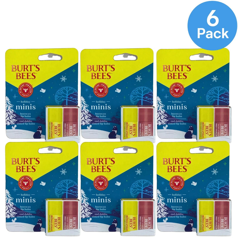 Burt's Bees Holiday Minis Beeswax & Red Dahlia Tinted Lip Balm 2 Ct 6 Pack Gift