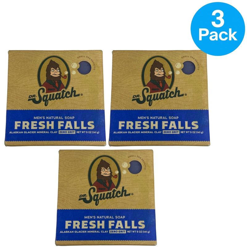 Dr. Squatch Fresh Falls Men's Natural Soap Alaskan Glacier Mineral Clay Zero Gri