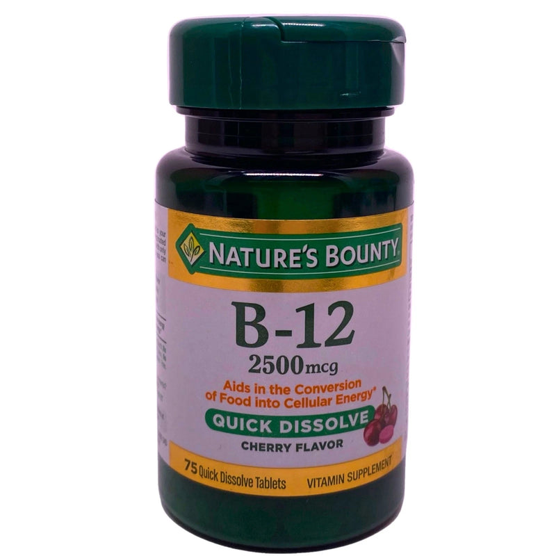 Nature's Bounty B-12 2500 mcg Quick Dissolve Cherry Flavor 75 Tablets Exp 04/28
