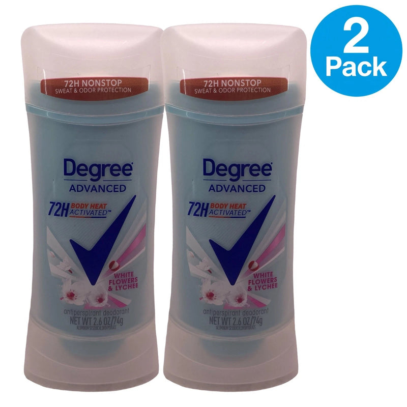 Degree Advanced White Flowers Lychee 2.6 oz 2 Pack New EXP 10/2027