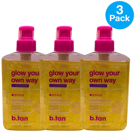 b.tan Glow Your Own Way + Shimmer Clear Gradual Tan Gel Hyaluronic Acid 16 fl oz