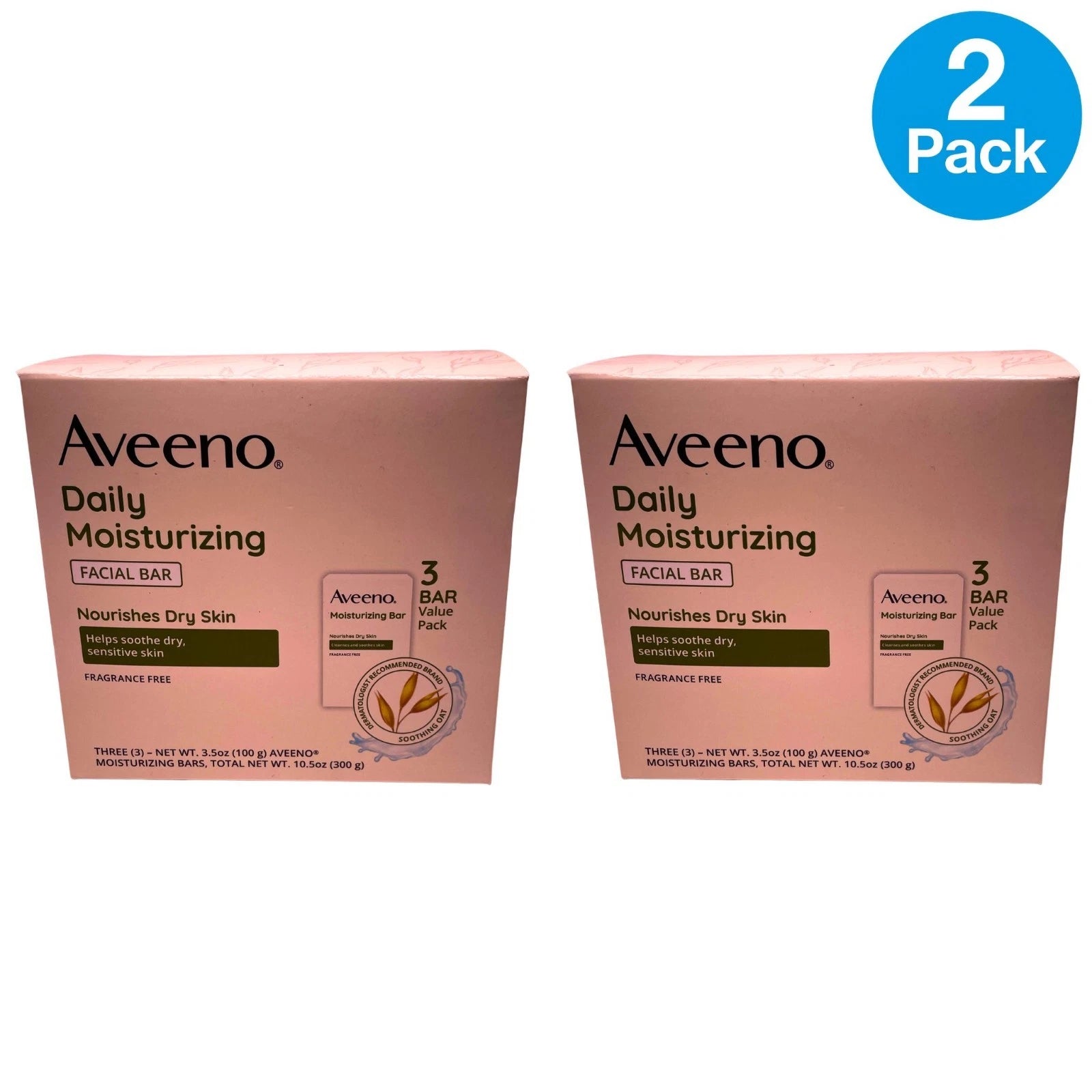 Aveeno Daily Moisturizing Facial Bar 3.5oz 3ct 2 Pack New